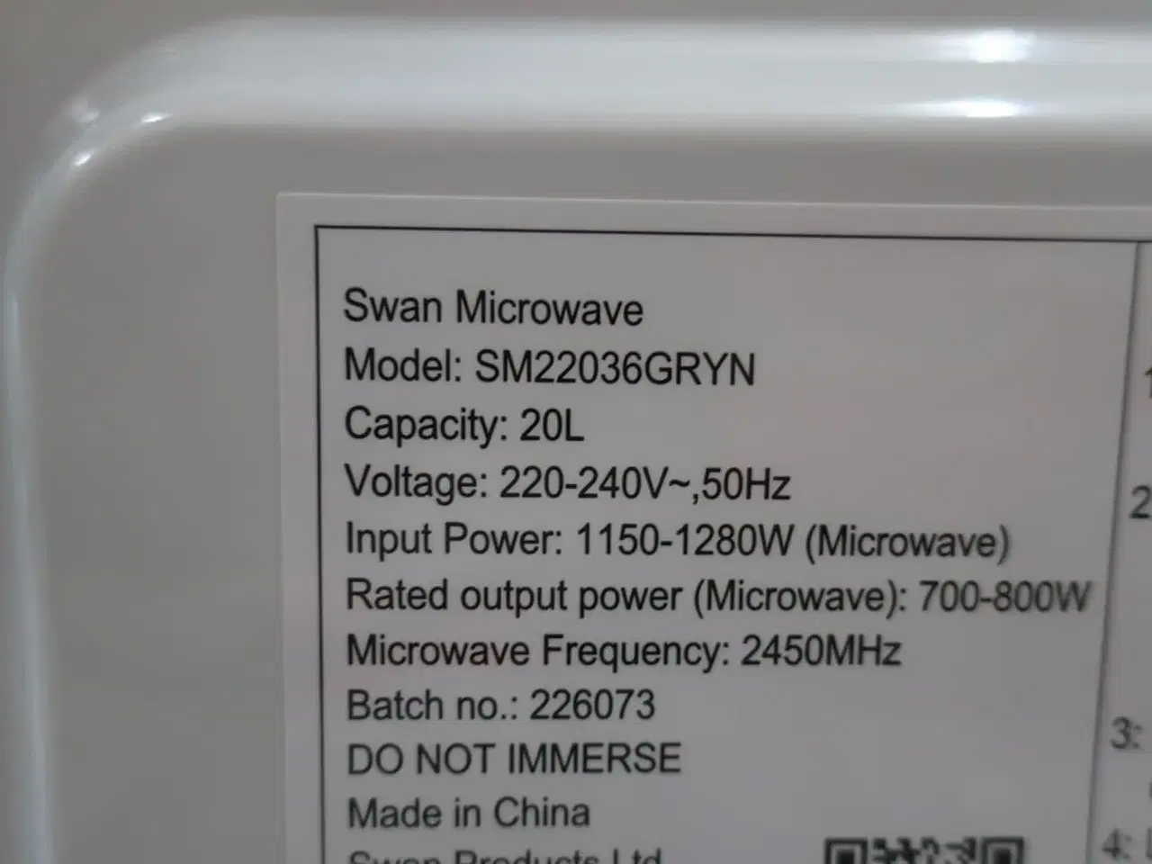 Billede 5 - Mikrobølgeovn SWAN SM22036GRYN