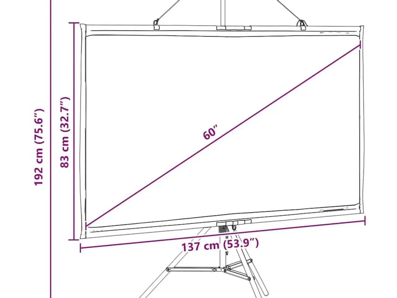 Billede 12 - Projektionslærred med stativ 60 tommer 16:9