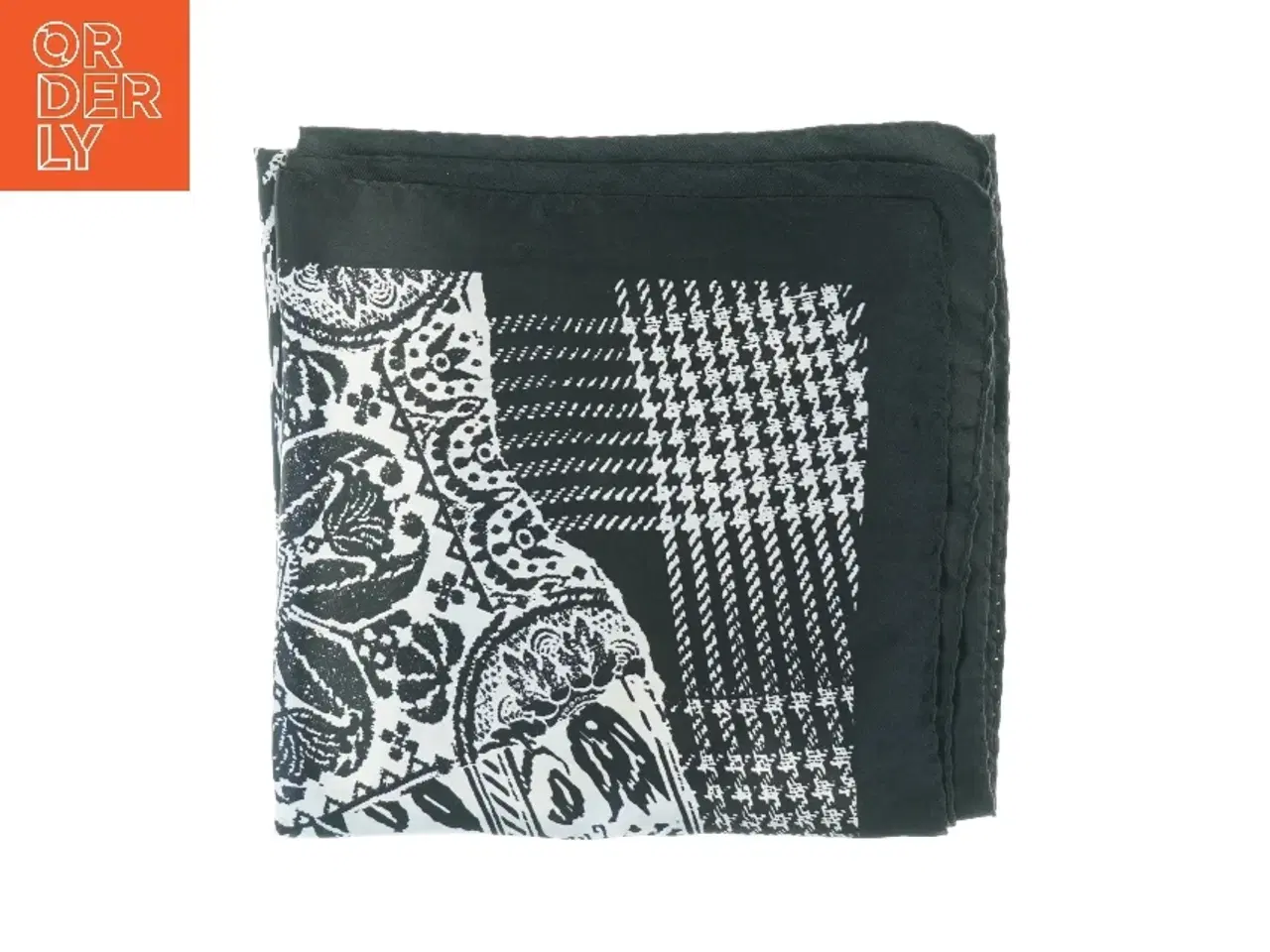 Billede 1 - Sort og hvidt mønstret tørklæde (str. 87 x 90 cm)