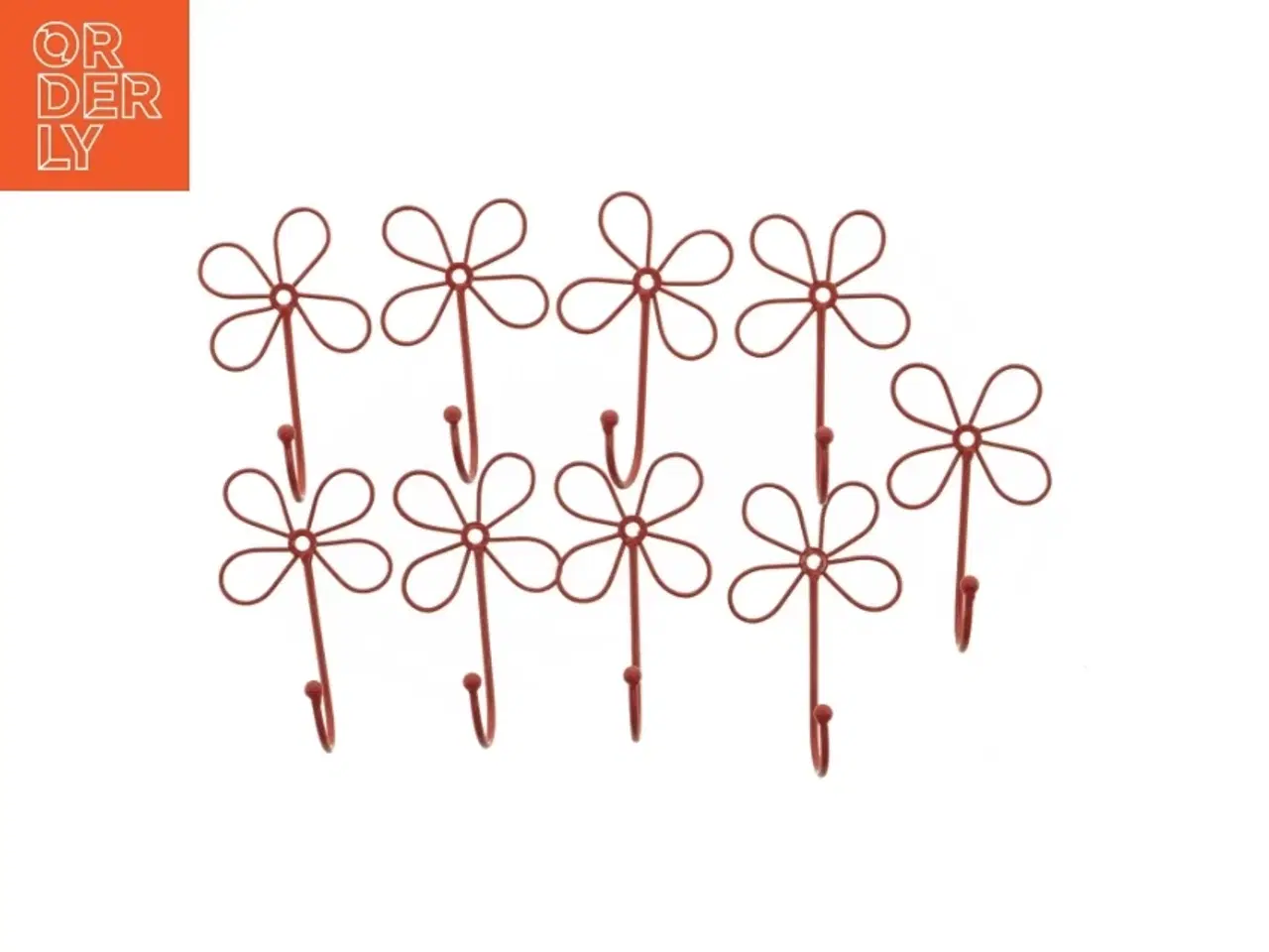 Billede 1 - Dekorative røde metalblomstkroge (str. 12 x 8 cm)