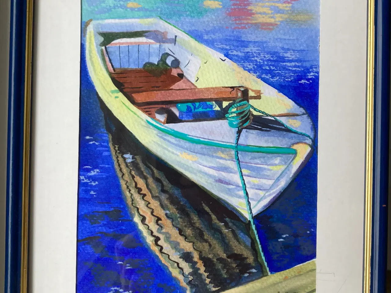 Billede 1 - Alena wils, gouache, jolle i havnen