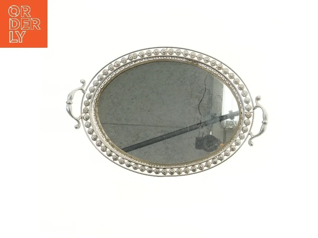 Billede 1 - Oval dekorationsbakke med spejl (str. 51x33x7,5 cm)
