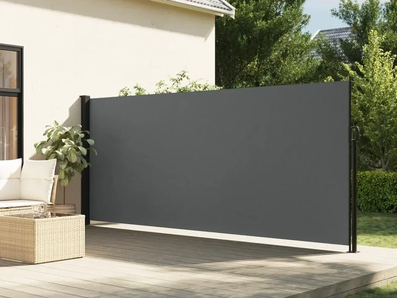 Billede 1 - Sidemarkise 180x500 cm sammenrullelig antracitgrå