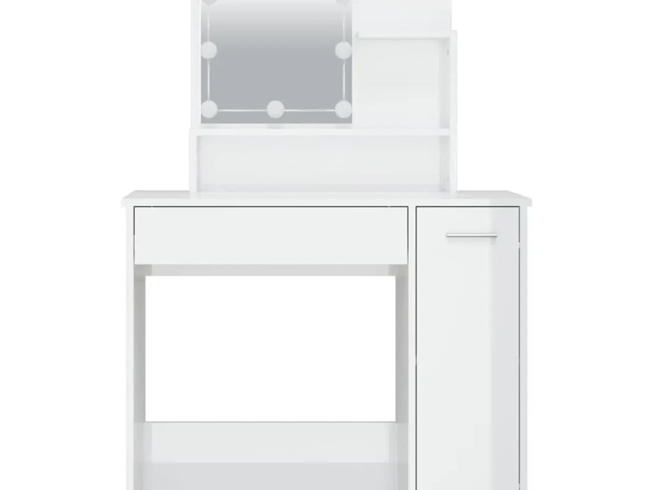 Billede 5 - Makeupbord med LED-lys 86,5x35x136 cm hvid højglans