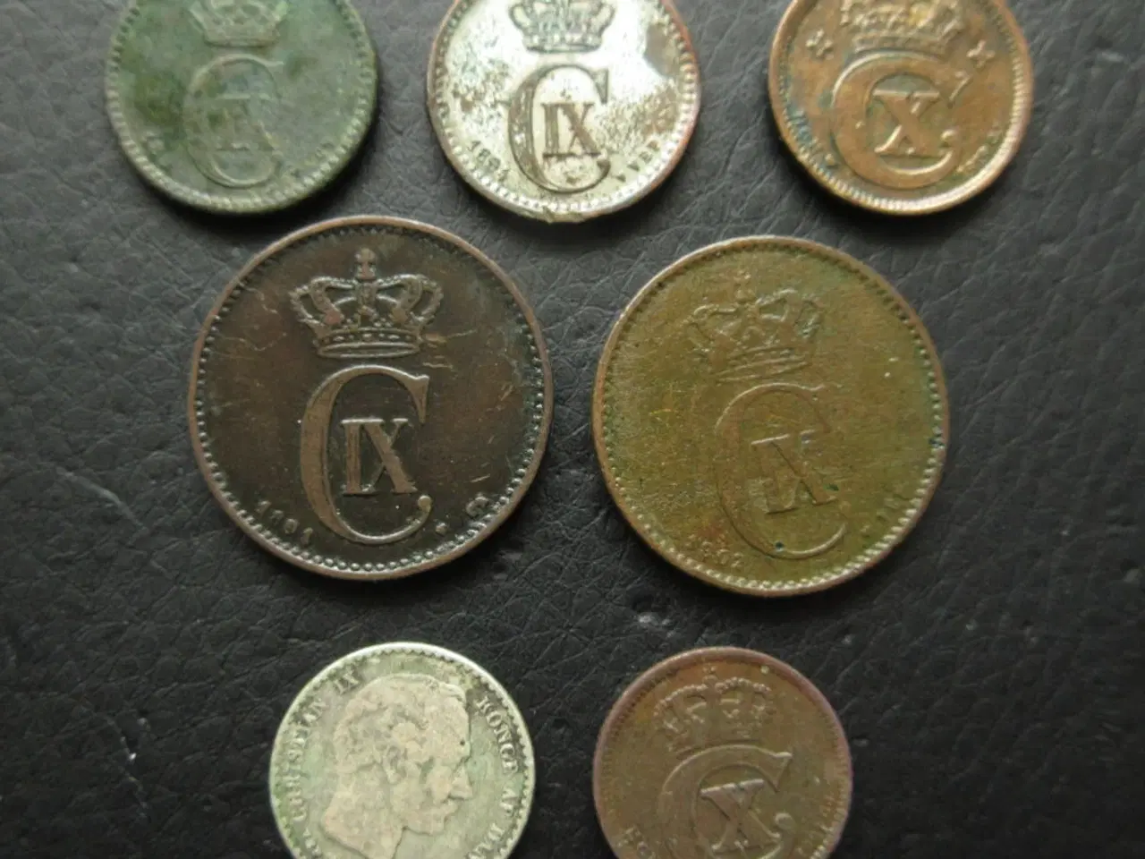 Billede 1 - 7 gamle danske mønter fra før 1923