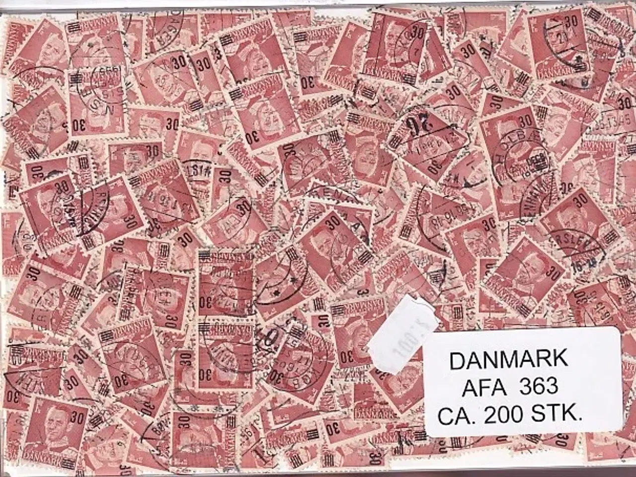 Billede 1 - Danmark 200 stk Afa nr.363 - 30 på 20 øre. - Stemplet/ustemplet