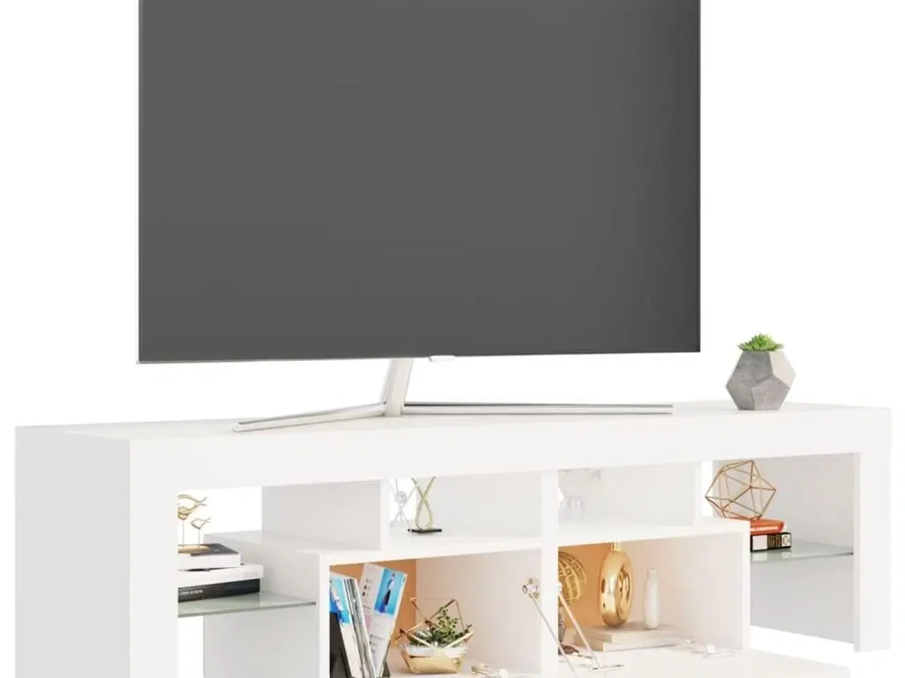 Billede 6 - Tv-bord med LED-lys 140x36,5x40 cm hvid
