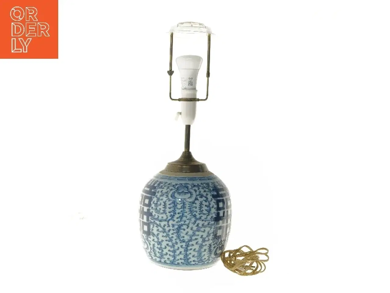 Billede 1 - Blå bordlampe med porcelænsbase (str. 54x20 cm)