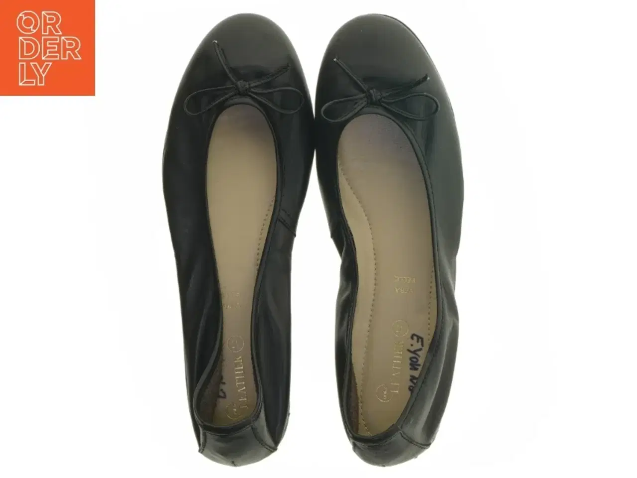 Billede 3 - Flade ballerina-sko i sort læder fra Vera Pelle (str. 37 )