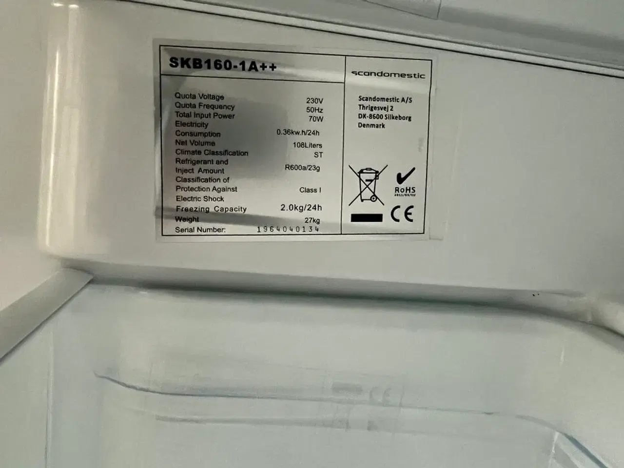 Billede 3 - Køleskab SCANDOMESTIC SKB160-1A++