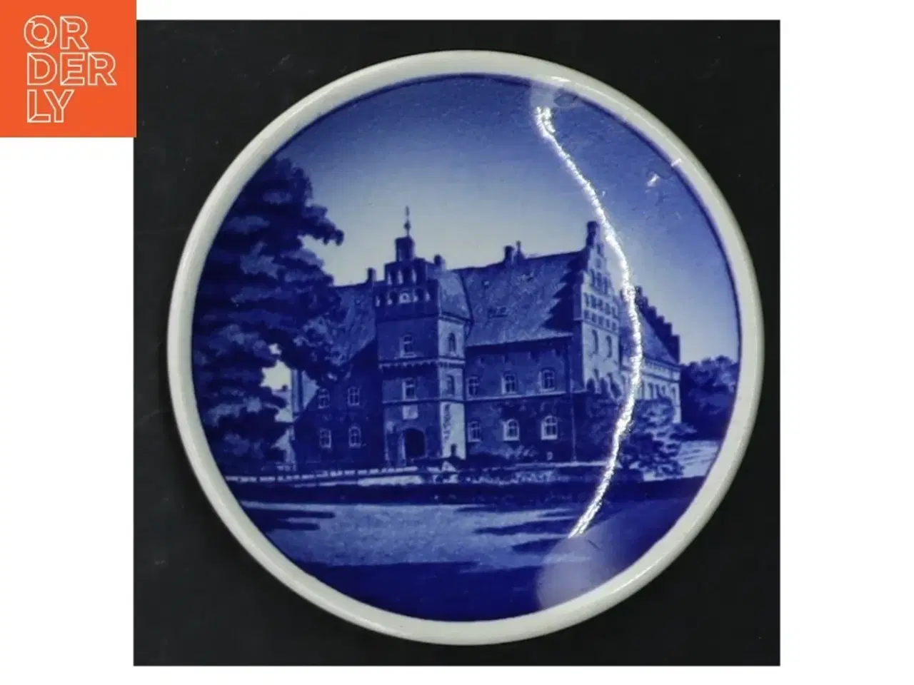 Billede 7 - Blå og hvid porcelænsplatter med danske landskaber fra Royal Copenhagen (str. 8 cm. 6 styk)