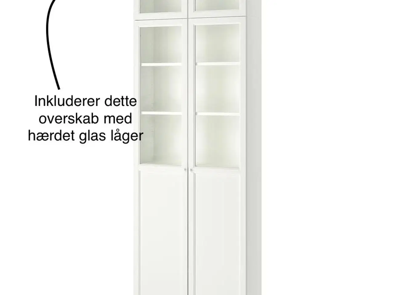 Billede 8 - Hvid reol inkl. overskab // låger m. hærdet glas