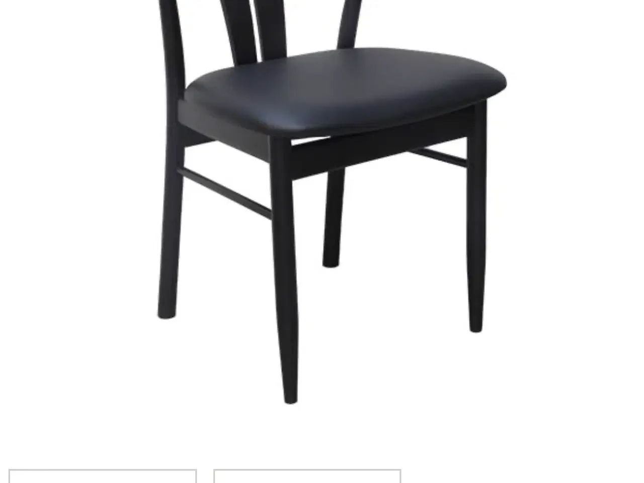Billede 5 - Sortlakeret egetræs stole m. Sort læder sæde