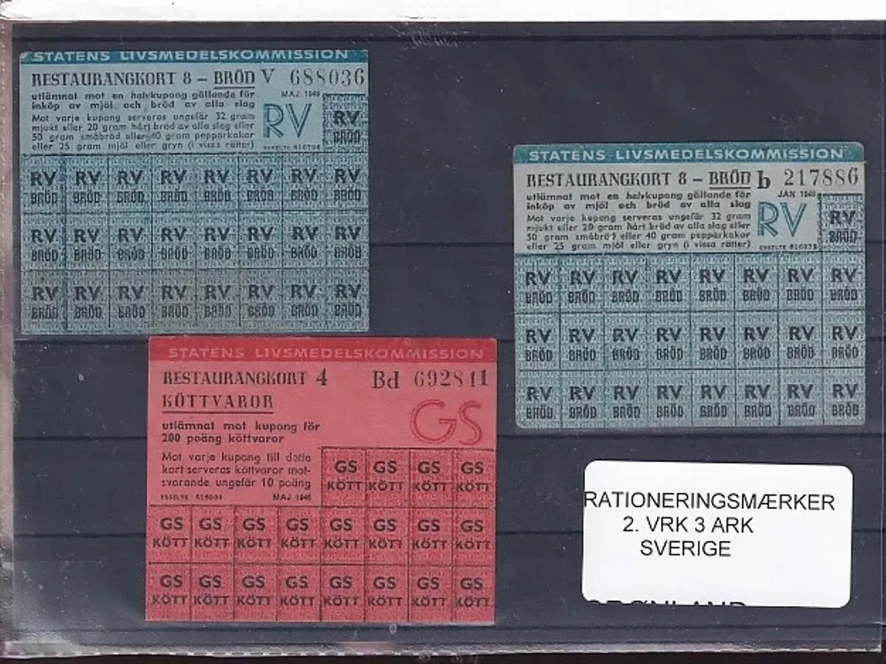 Billede 1 - Rationeringsmærker - 2. Verdenskrig - Sverige