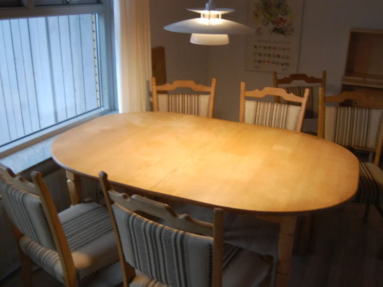 Billede 1 - Spisebord i eg med stole