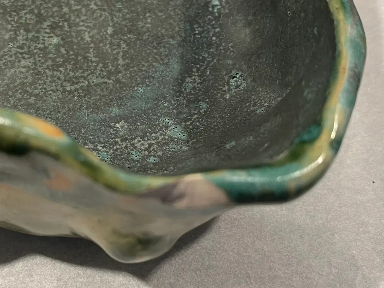Billede 6 - Håndlavet keramikskål i grøn, beige og grågrønt