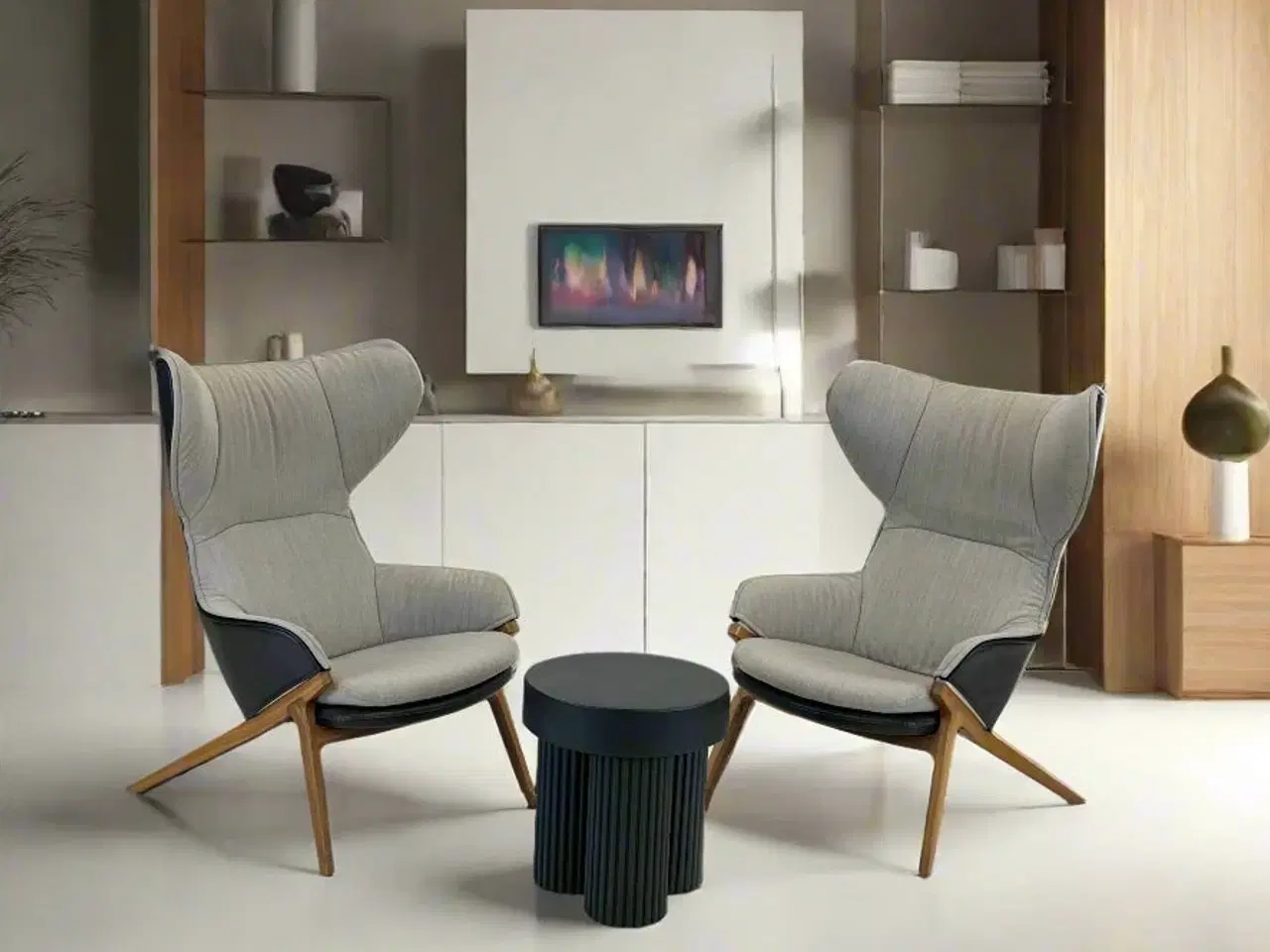 Billede 2 - Cassina P22 Wingback Lounge Chair Loungestol – Grå med Træ Stel