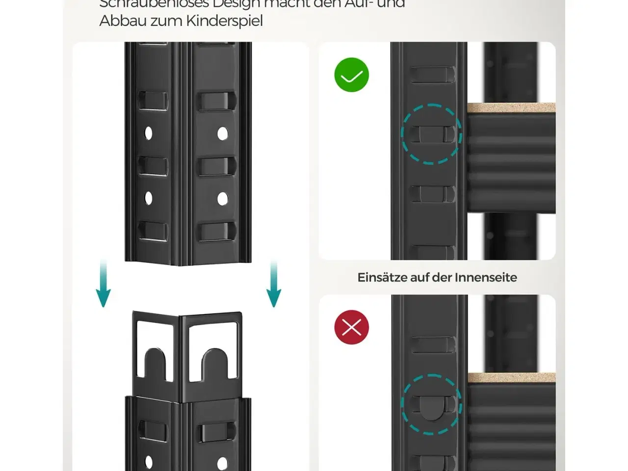 Billede 6 - Reol med 5 hylder sæt á 2, stål, 50 × 100 × 200 cm, sort