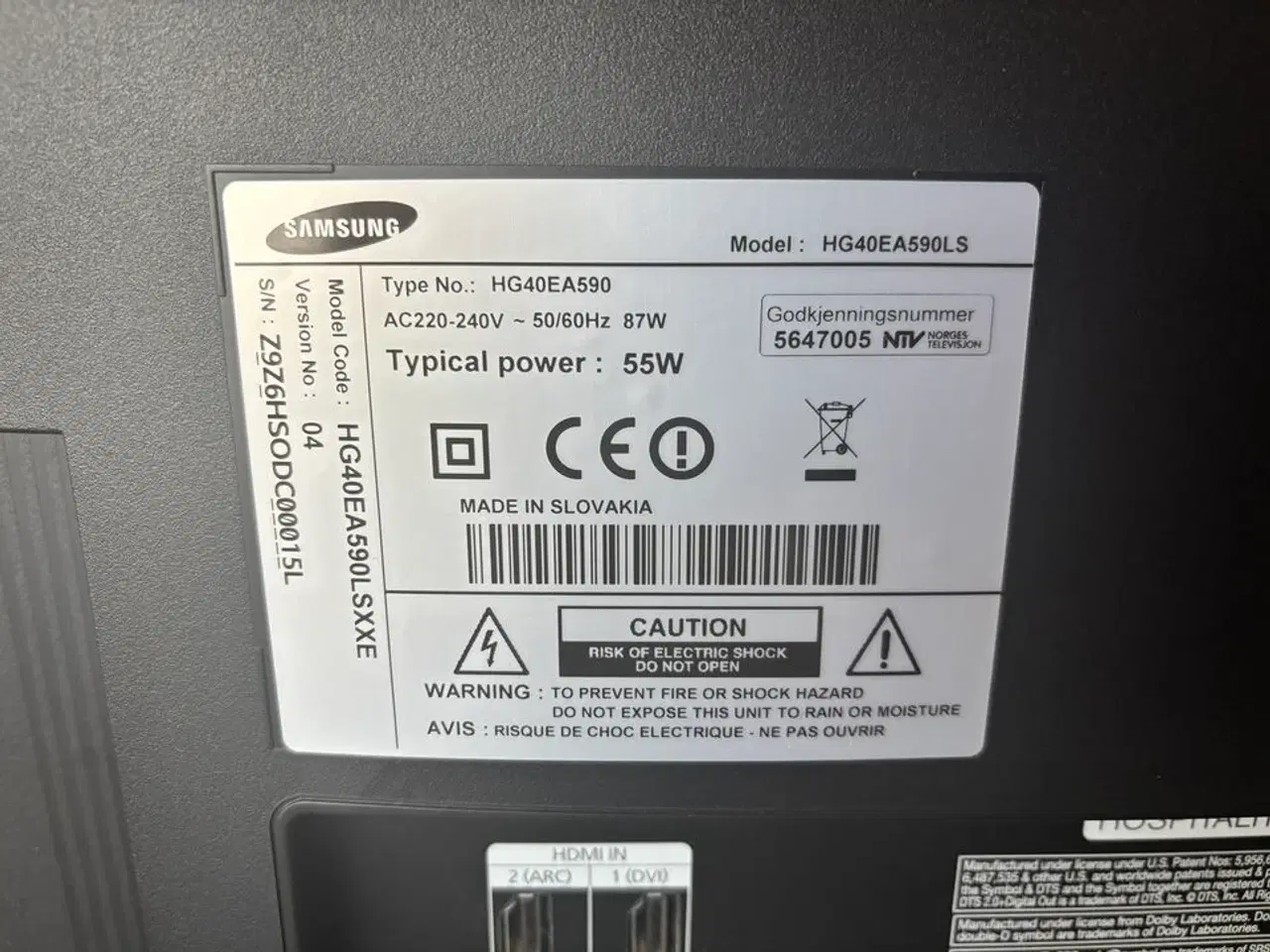 Billede 4 - Fjernsyn SAMSUNG HG40EA590LS