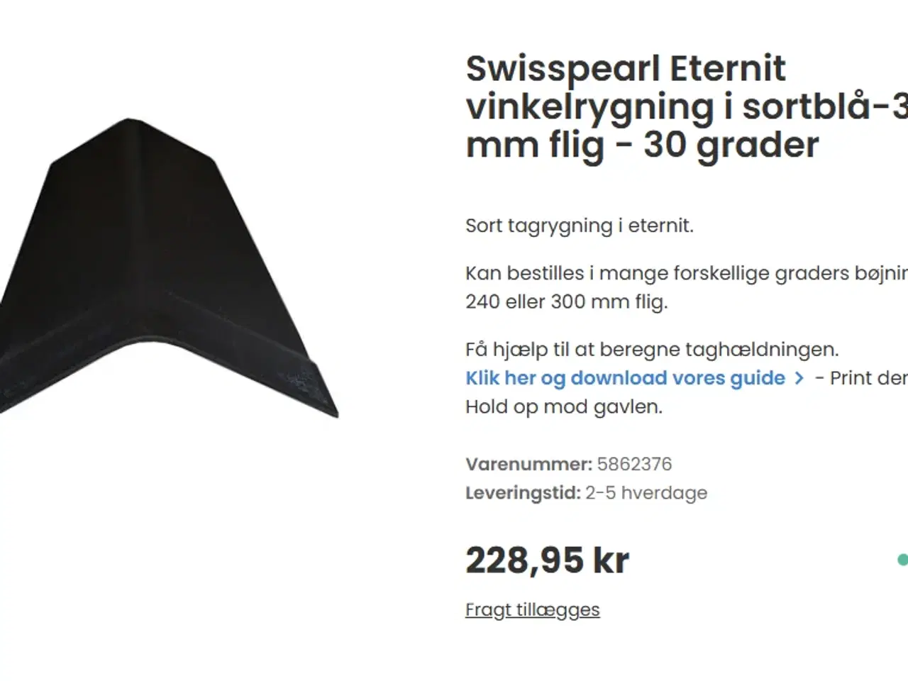 Billede 1 - Tagrygning til eternittag SWISSPEARL sort/blå Nye!