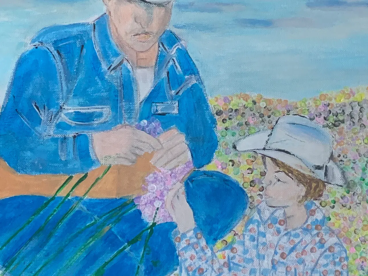 Billede 1 - Akrylmaleri 40x40, Cowboys inspireret af Unsplash.