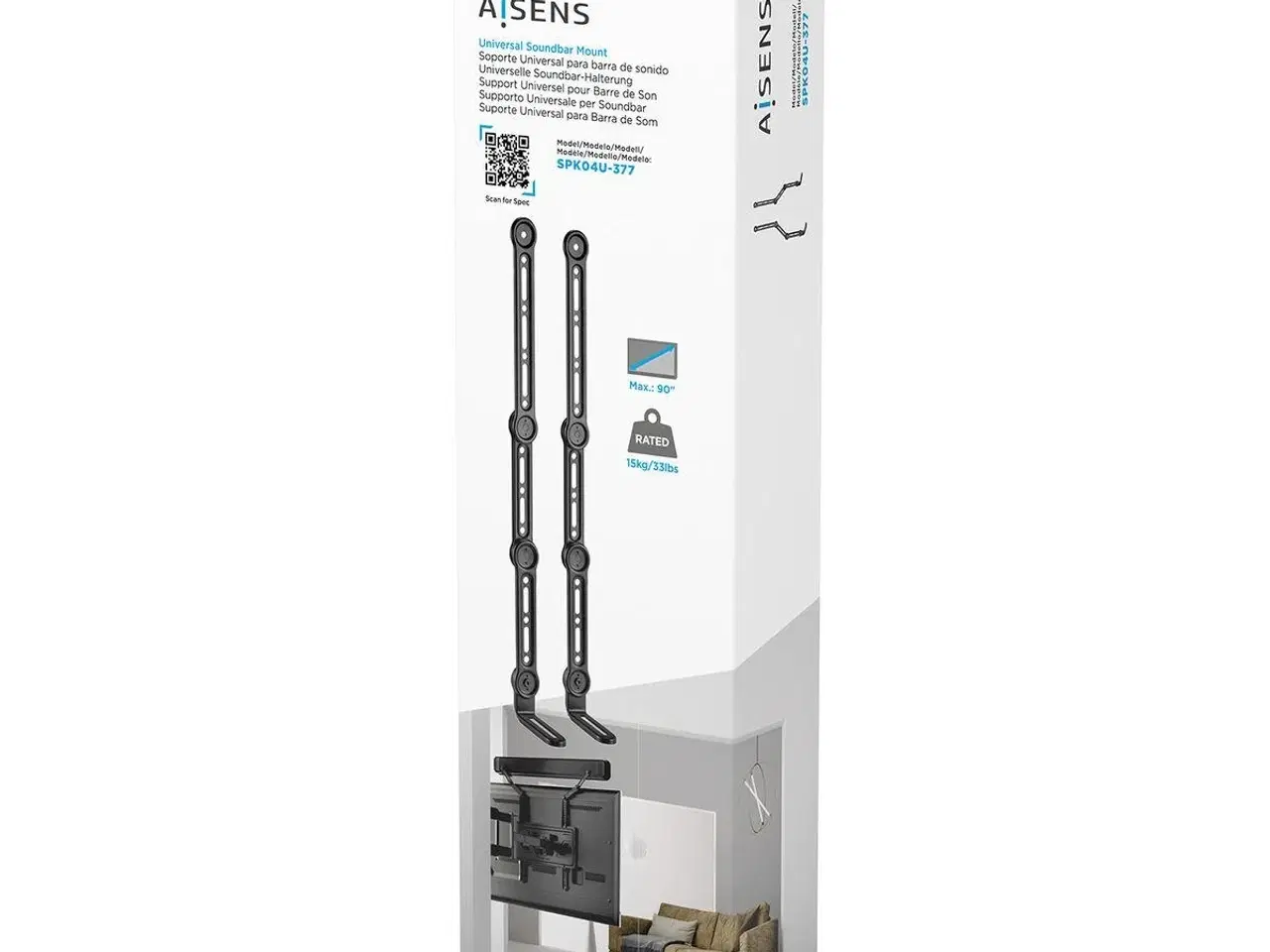 Billede 11 - Soundbar vægbeslag Aisens SPK04U-377 - justerbart, sort