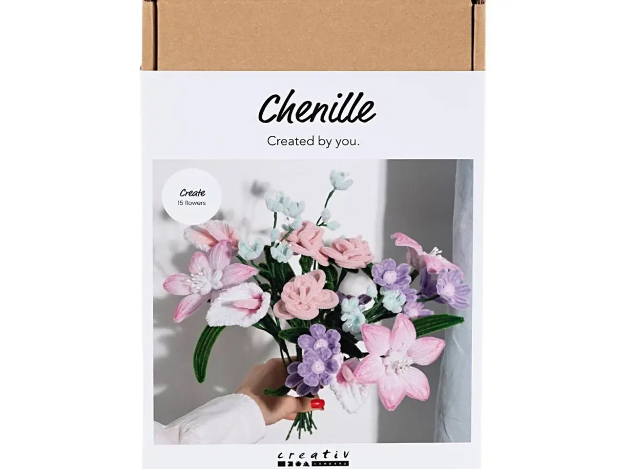 Billede 1 - DIY Kit Chenilleblomster, Blomster, pastelfarver, 1 pk.