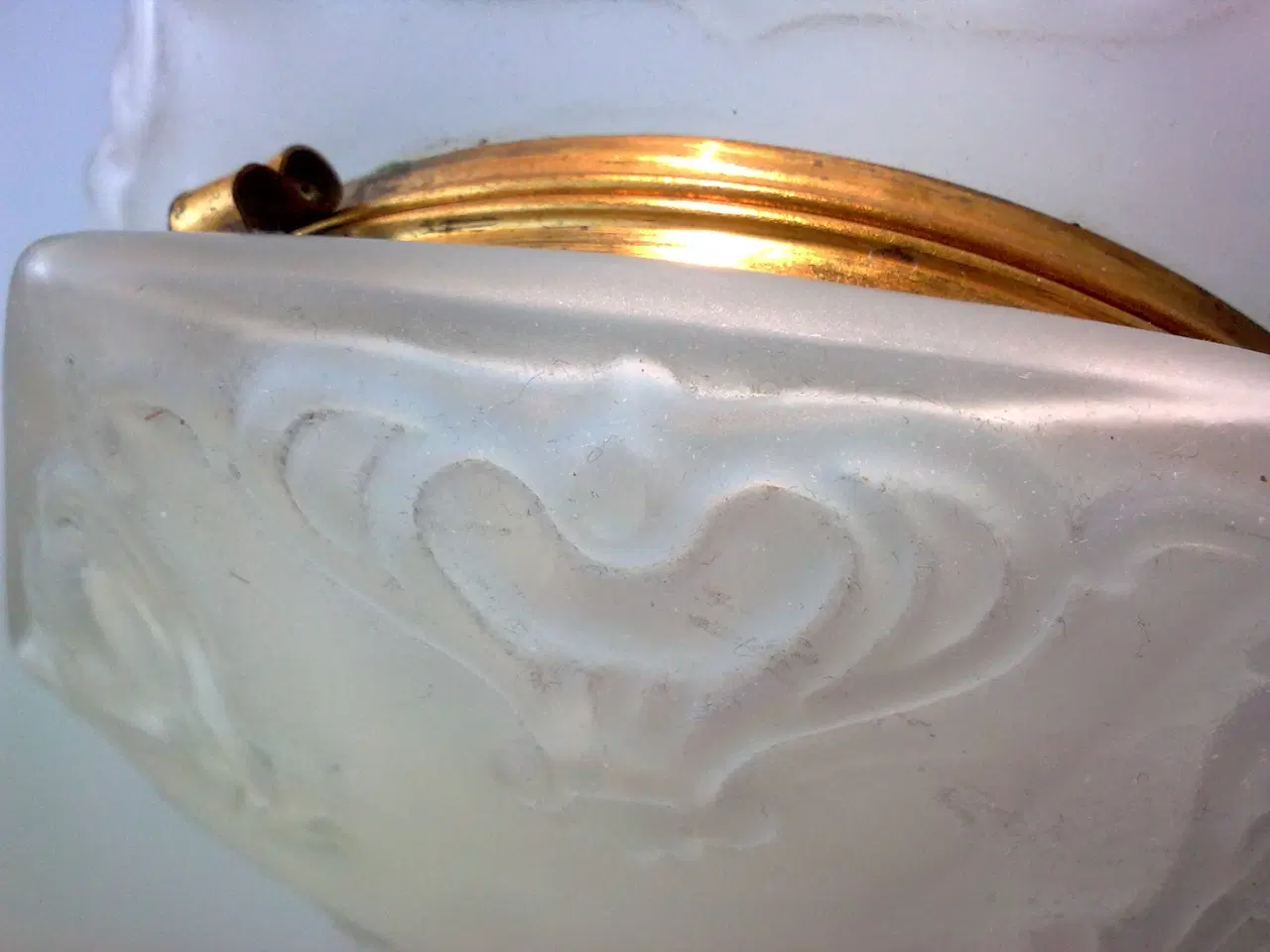 Billede 7 - Art Nouveau skrin i matteret glas 6-kantet