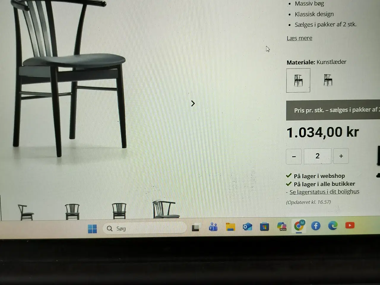 Billede 2 - Spisebords stole , købt i Daels Bolighus