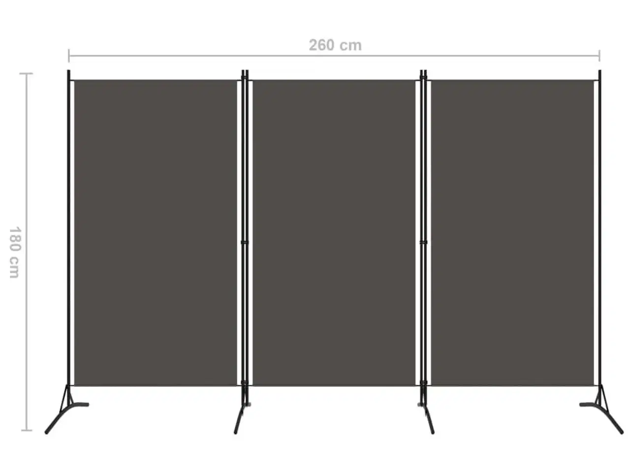 Billede 5 - 3-panels rumdeler 260 x 180 cm antracitgrå