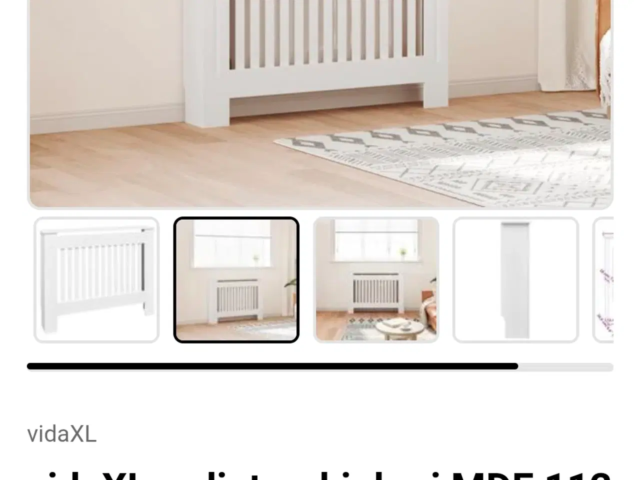 Billede 3 - 2.stk. Radiatorskjuler MDF 112 cm - Hvidt 