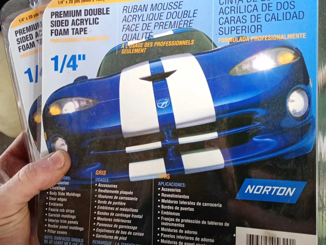 Billede 1 - Dobbeltklæbende Akryl Tape 18 Meter x 6 mm Norton
