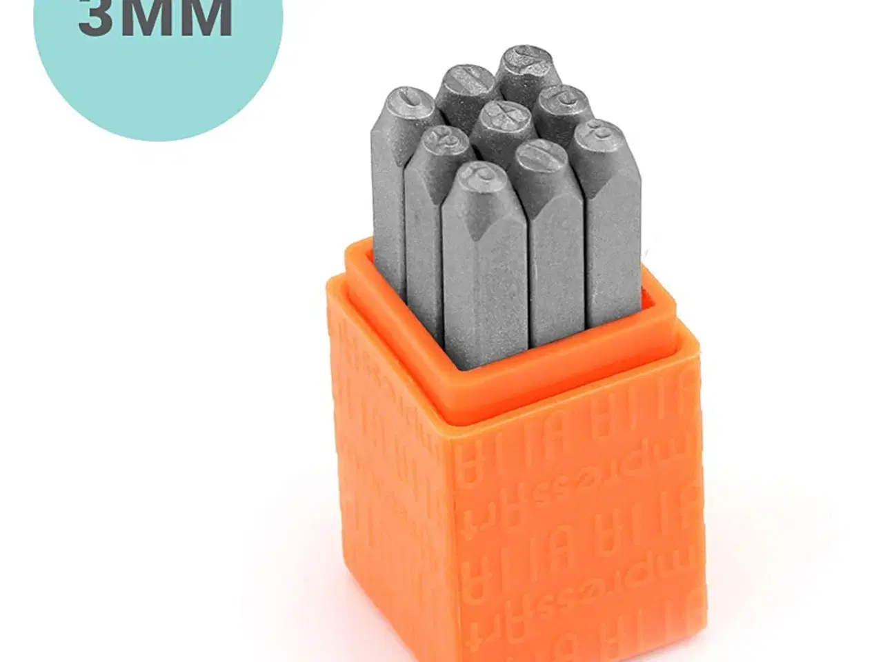 Billede 1 - Prægestempler 3 mm, Sans Serif, 0-9, 9 stk.