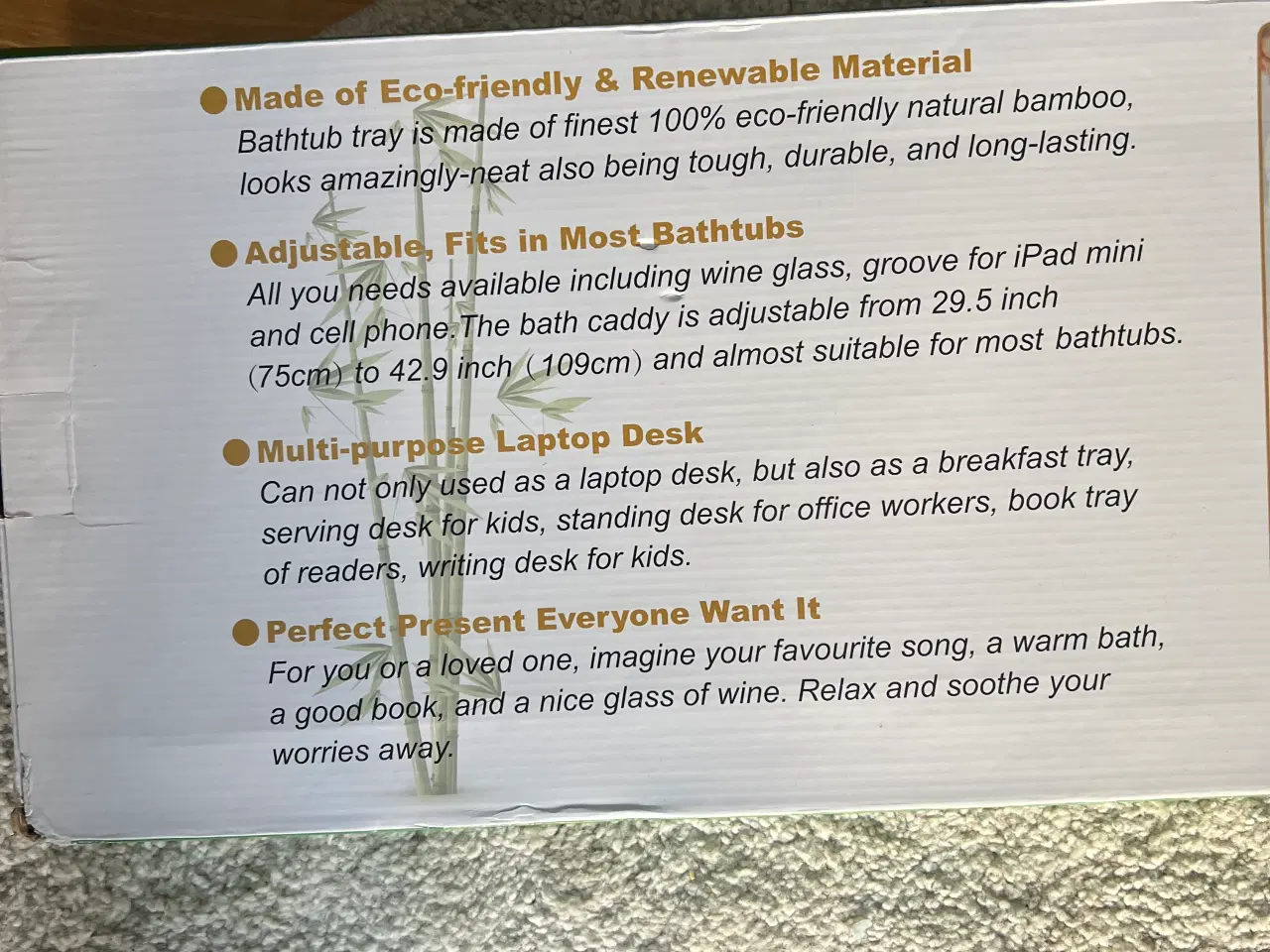 Billede 4 - Badekar bakke i bambus m. holder til vin & tablet