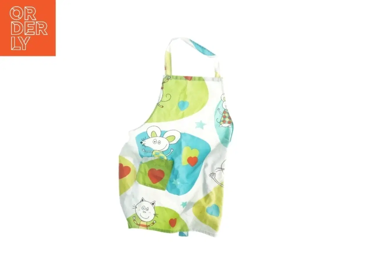 Billede 1 - Børneforklæde med dyremotiver (str. 64 x 66 cm)