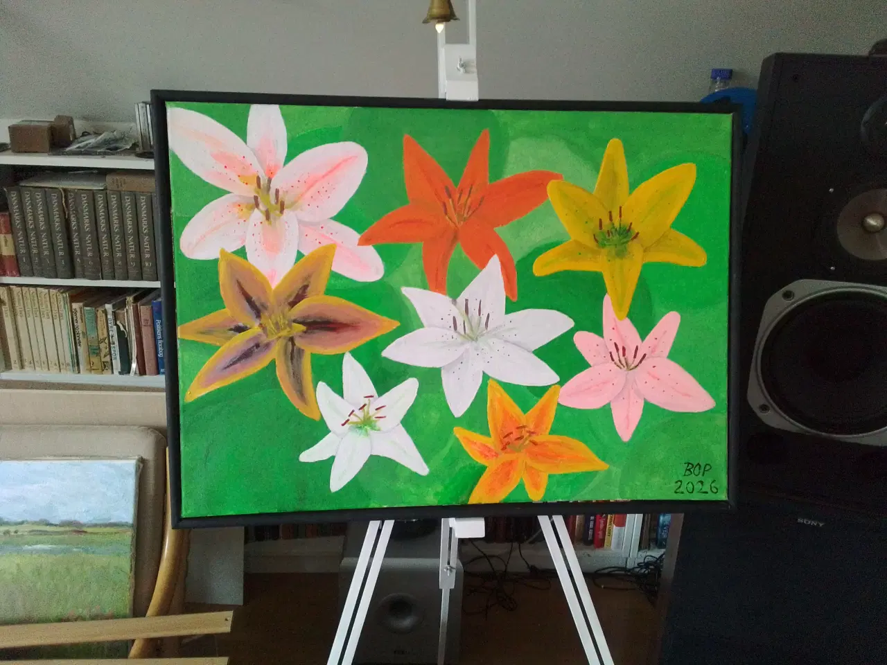 Billede 3 - 1 billede med vintergækker og 1 med liljer