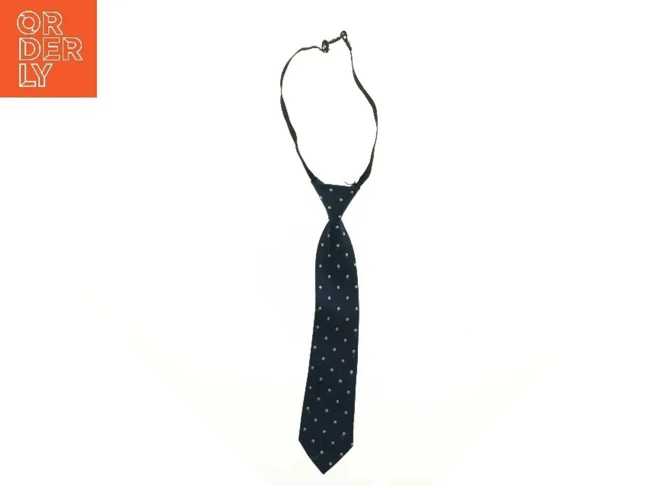 Billede 1 - Mørkeblå slips til børn med prikker (str. 30 x 5 cm)