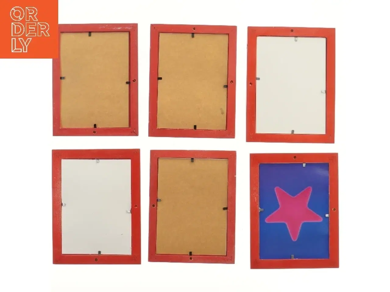 Billede 2 - 6 Røde billedrammer (str. 6 stk 21,5x16,5 cm)