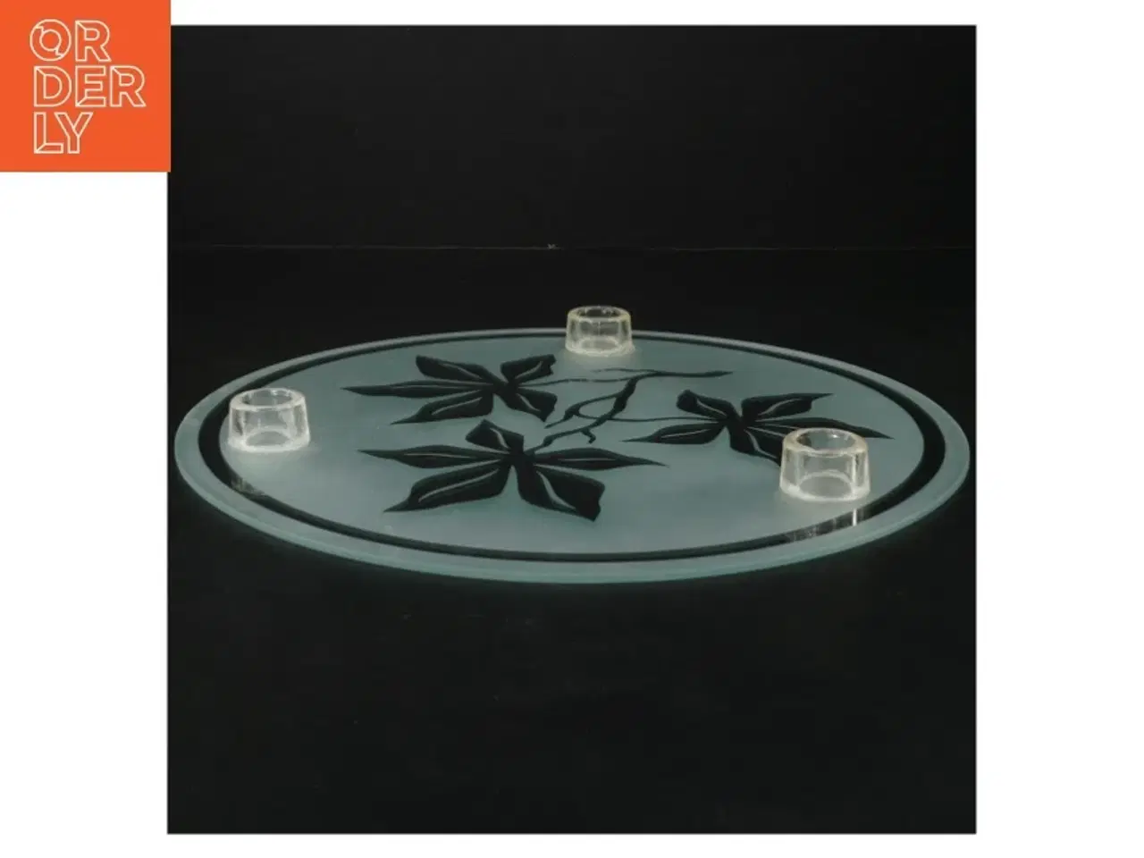 Billede 2 - Glas lagkagefad med blade design (str. Ø. 30 cm)