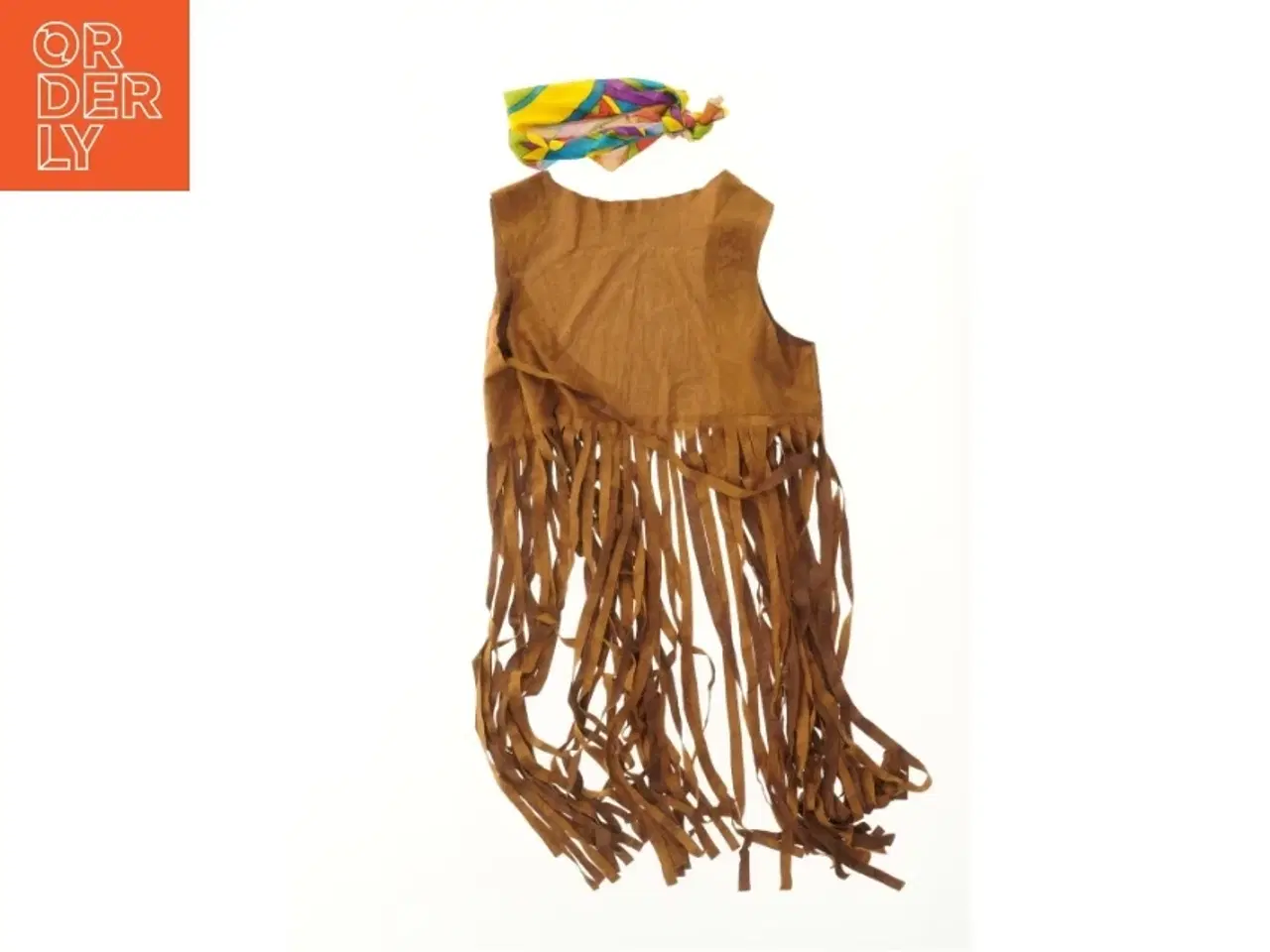 Billede 2 - Kostume vest med frynser og pandebånd (str. bryst 36 cm)