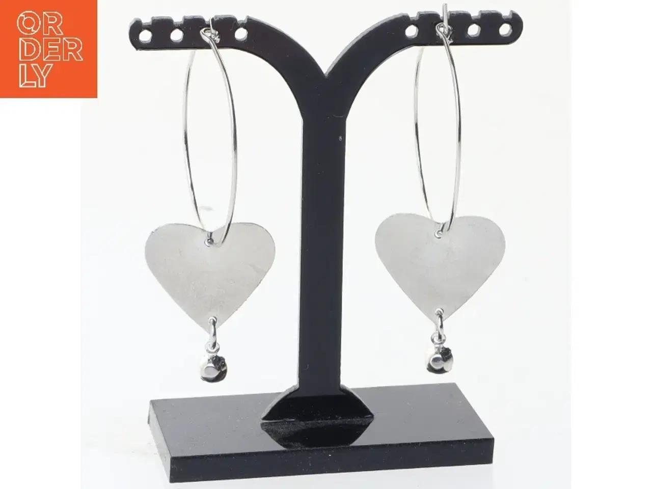 Billede 1 - Øreringe med hjerteformet vedhæng (str. Ø 3 cm)