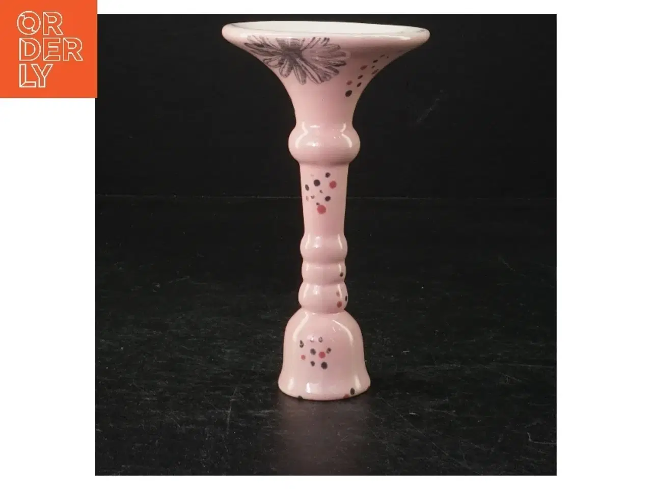 Billede 2 - Porcelænslysestage med blomstermotiv (str. 15 cm)