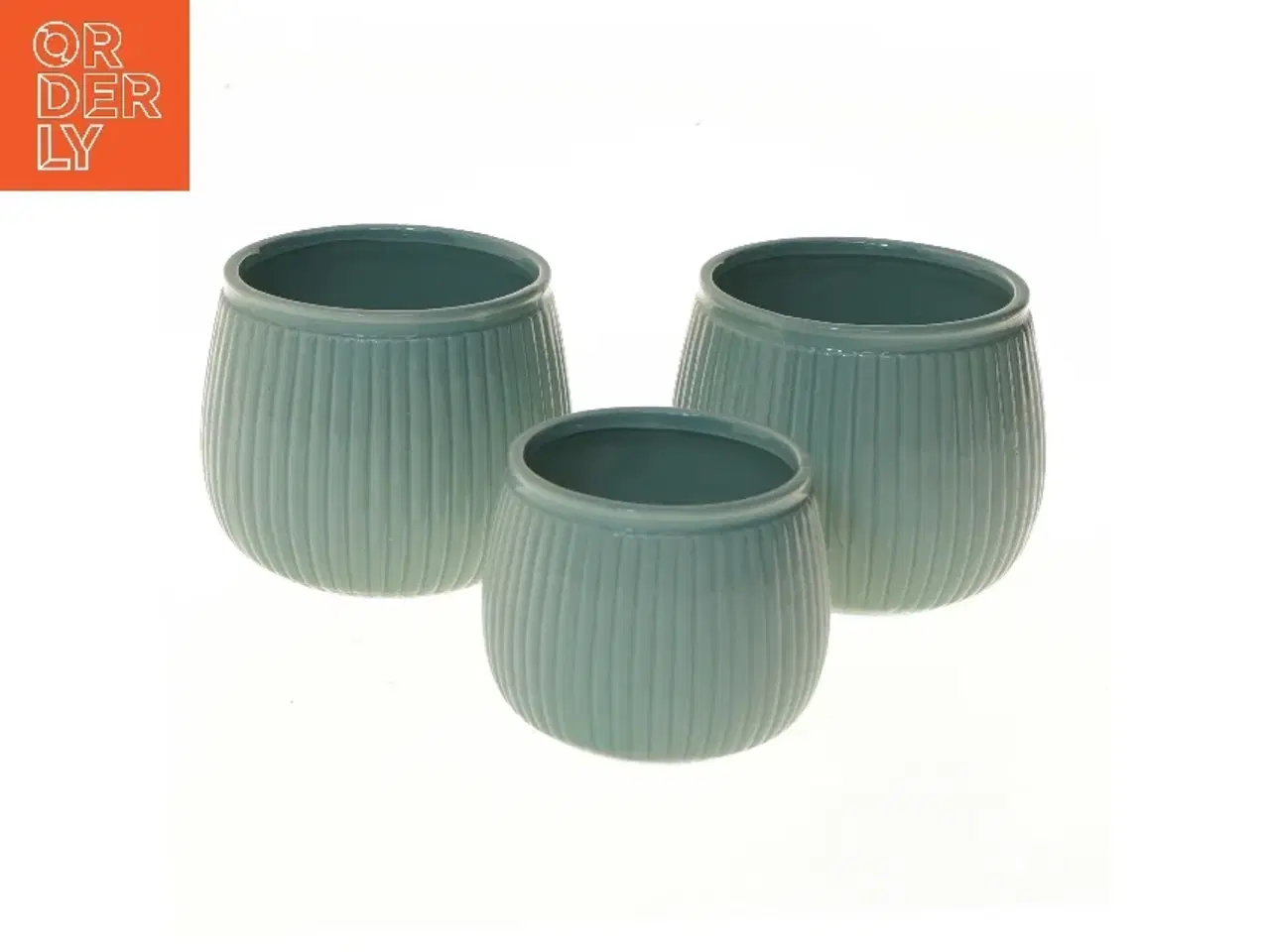 Billede 1 - Ribbet keramik potte sæt (str. Ø 11 & 9 cm)