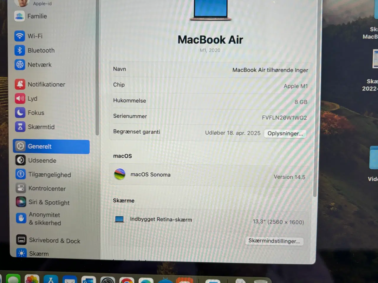 Billede 2 - MacBook Air m1  Gold 8gb ram 256 gb harddisk