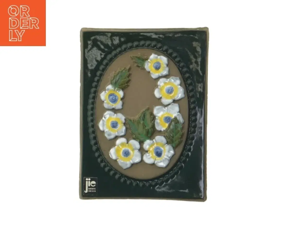 Billede 1 - Keramisk vægplade med blomstermotiver fra JIE Keramik (str. 15,5x12 cm)