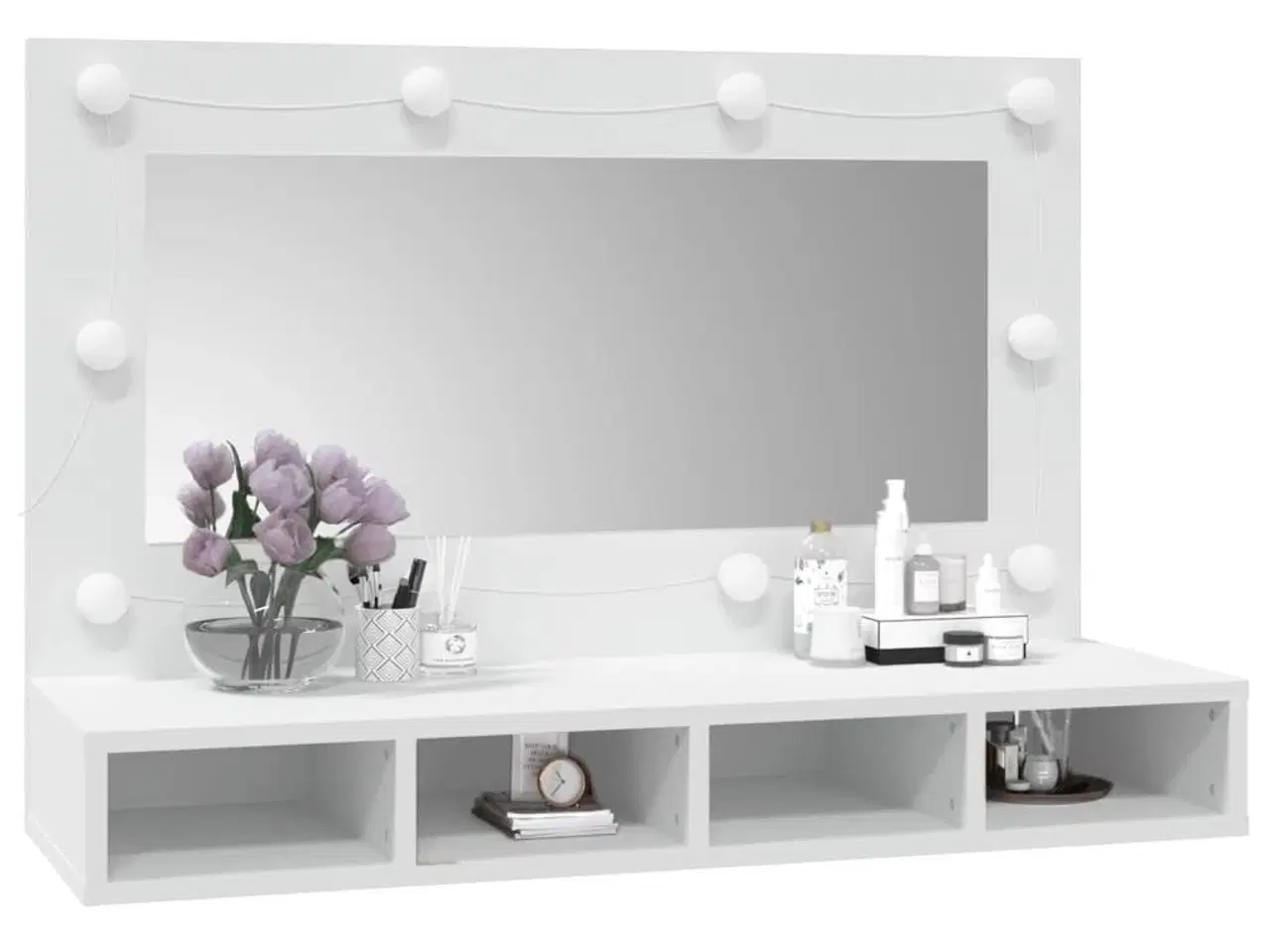 Billede 10 - Spejlskab med LED-lys 90x31,5x62 cm hvid