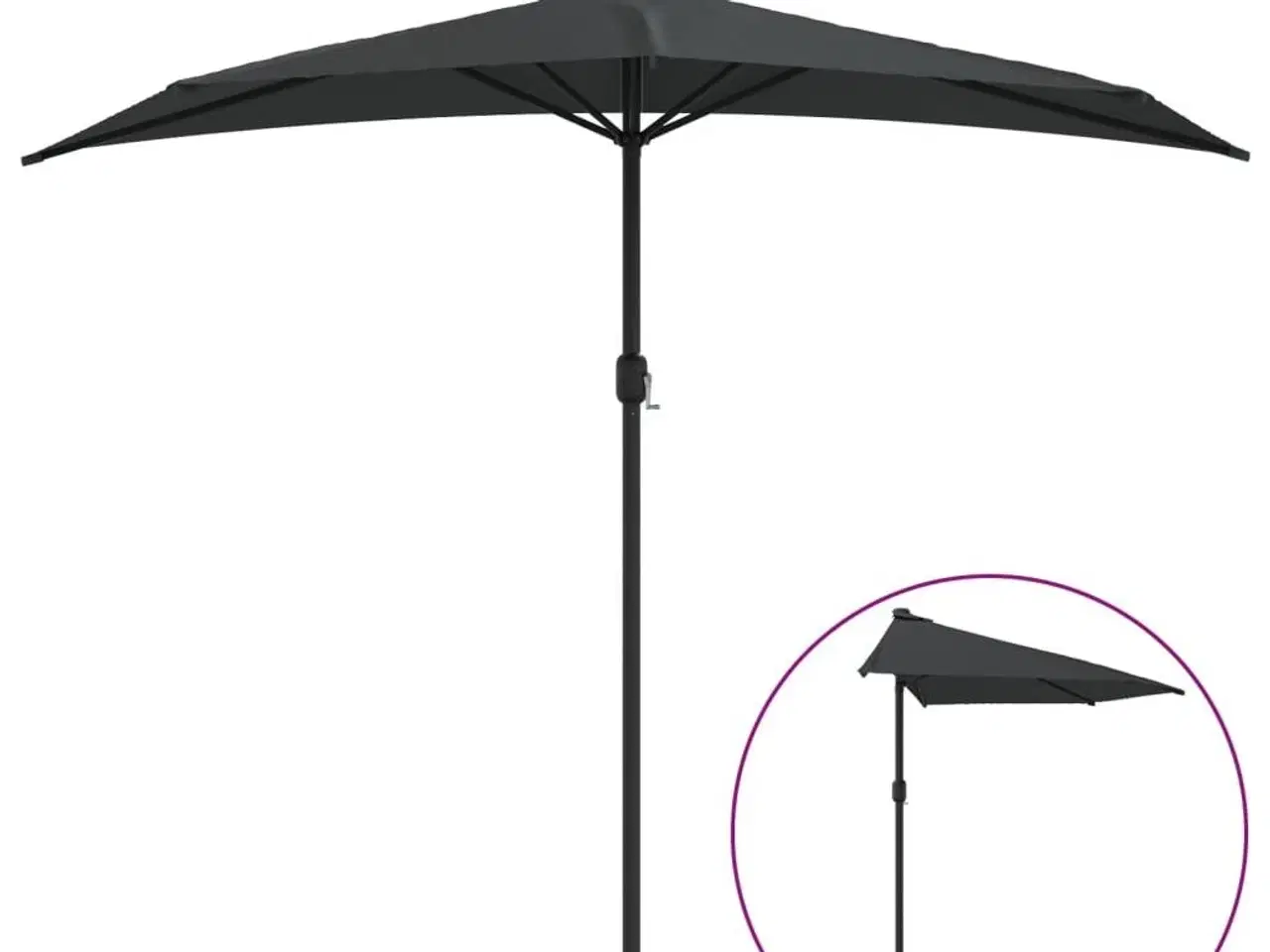 Billede 2 - Balkonparasol med aluminumsstang antracitgrå 270 x 144 cm halv