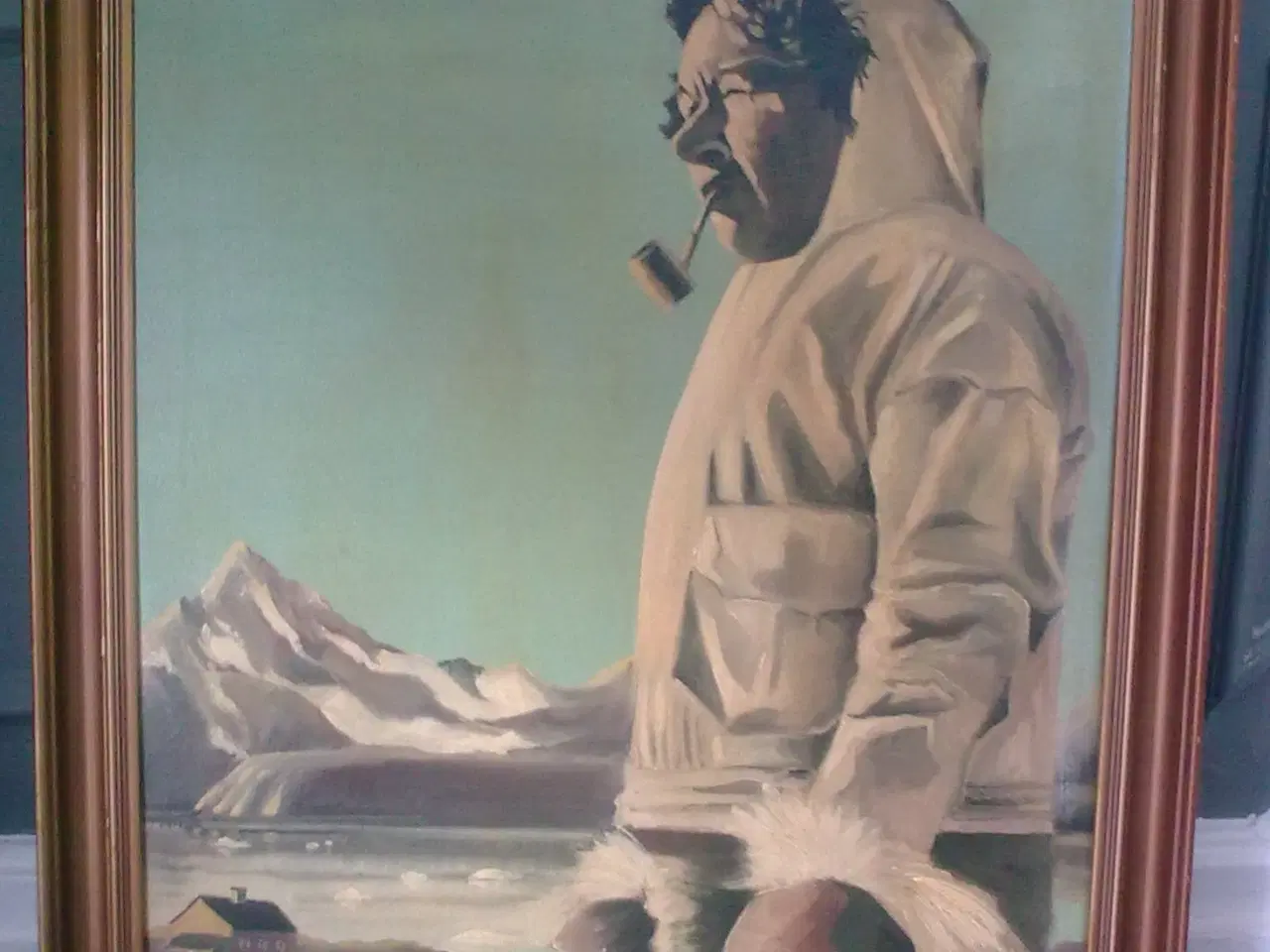 Billede 1 - Grønland 1952 Inuit oliemaleri