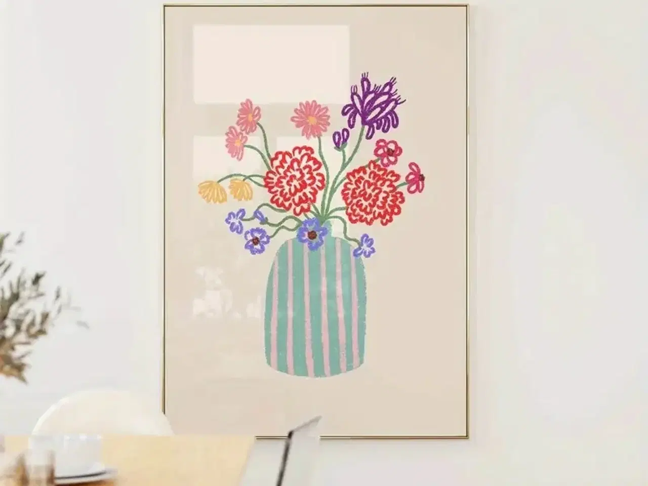 Billede 1 - * Lærredsmaleri/tryk; Blomster i vase