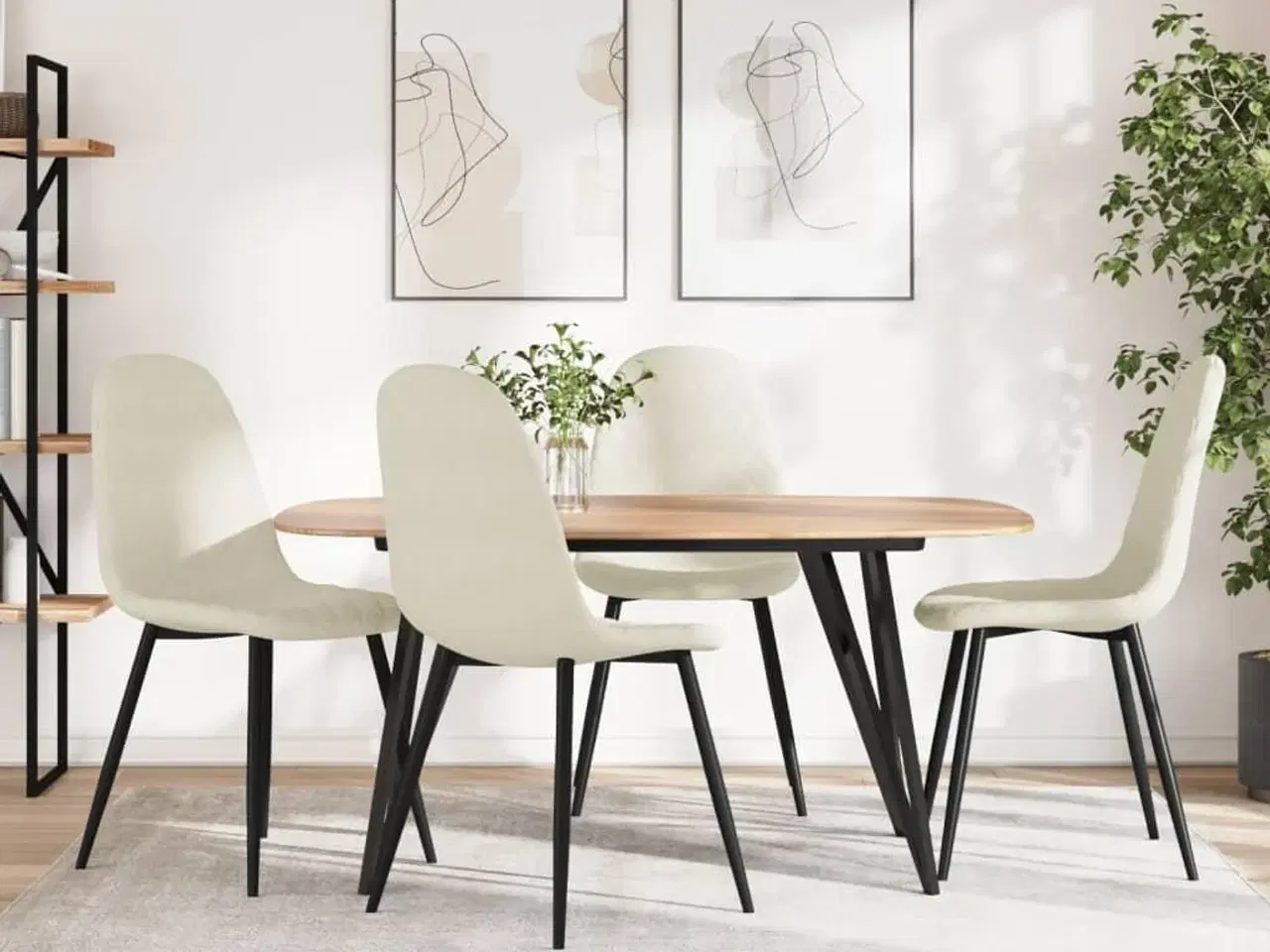 Billede 1 - Spisebordsstole 4 stk. velour cremehvid